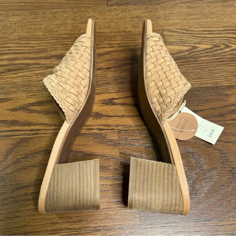 Joie woven tan block heel sandals made of genuine leather size 8.5